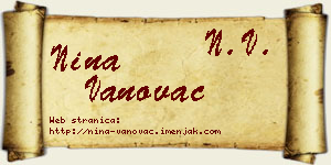 Nina Vanovac vizit kartica
